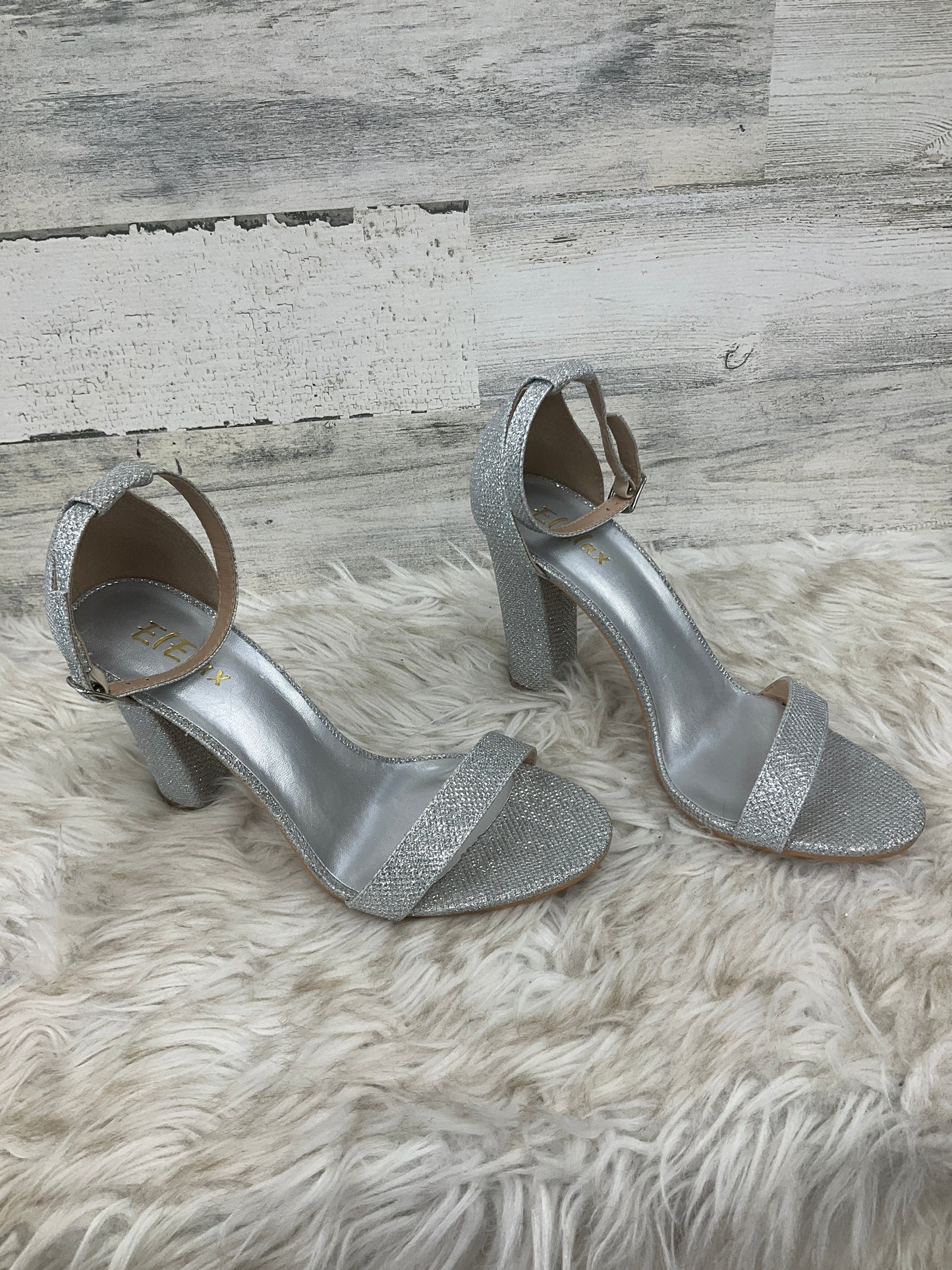 Sandals Heels Stiletto By Clothes Mentor In Silver, Size: 8.5