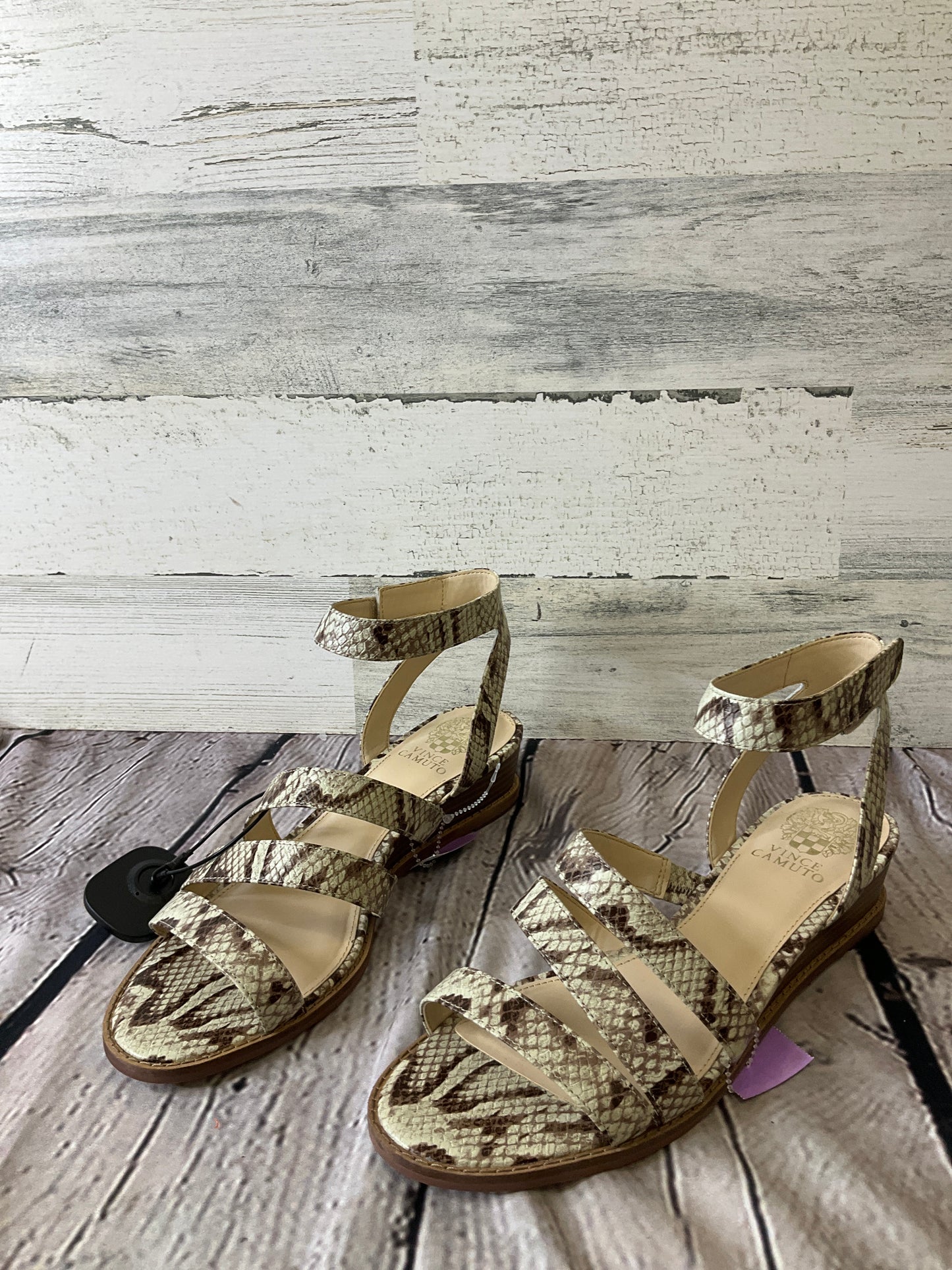 Snakeskin Print Sandals Heels Wedge Vince Camuto, Size 9