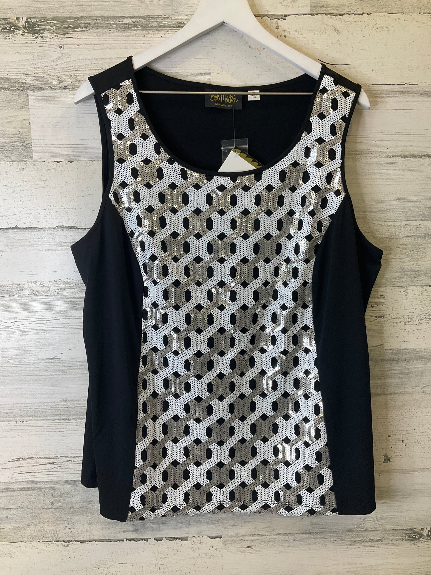 Black & White Top Sleeveless Bob Mackie Qvc, Size 1x