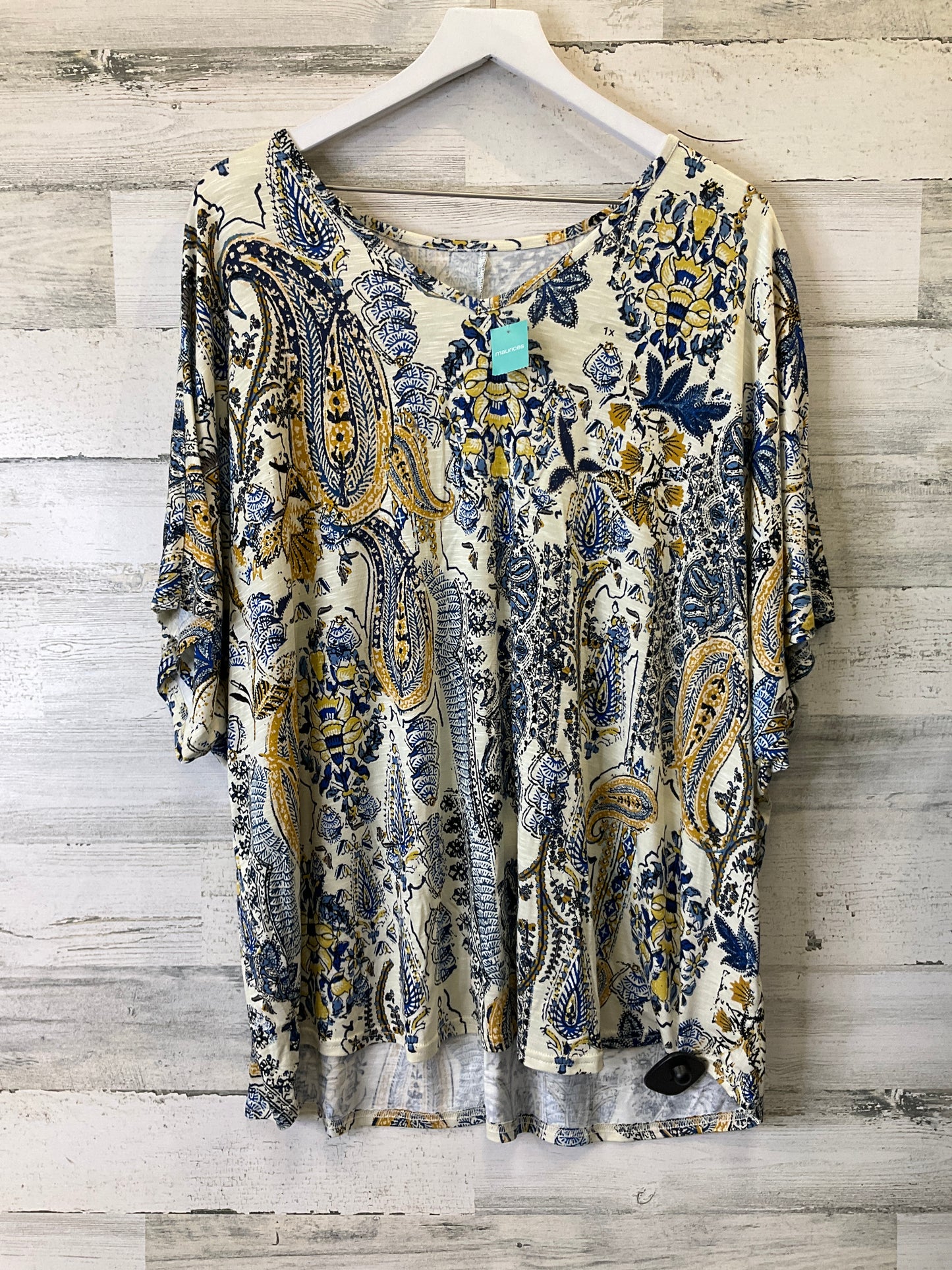 Blue & Yellow Top Short Sleeve Maurices, Size 1x