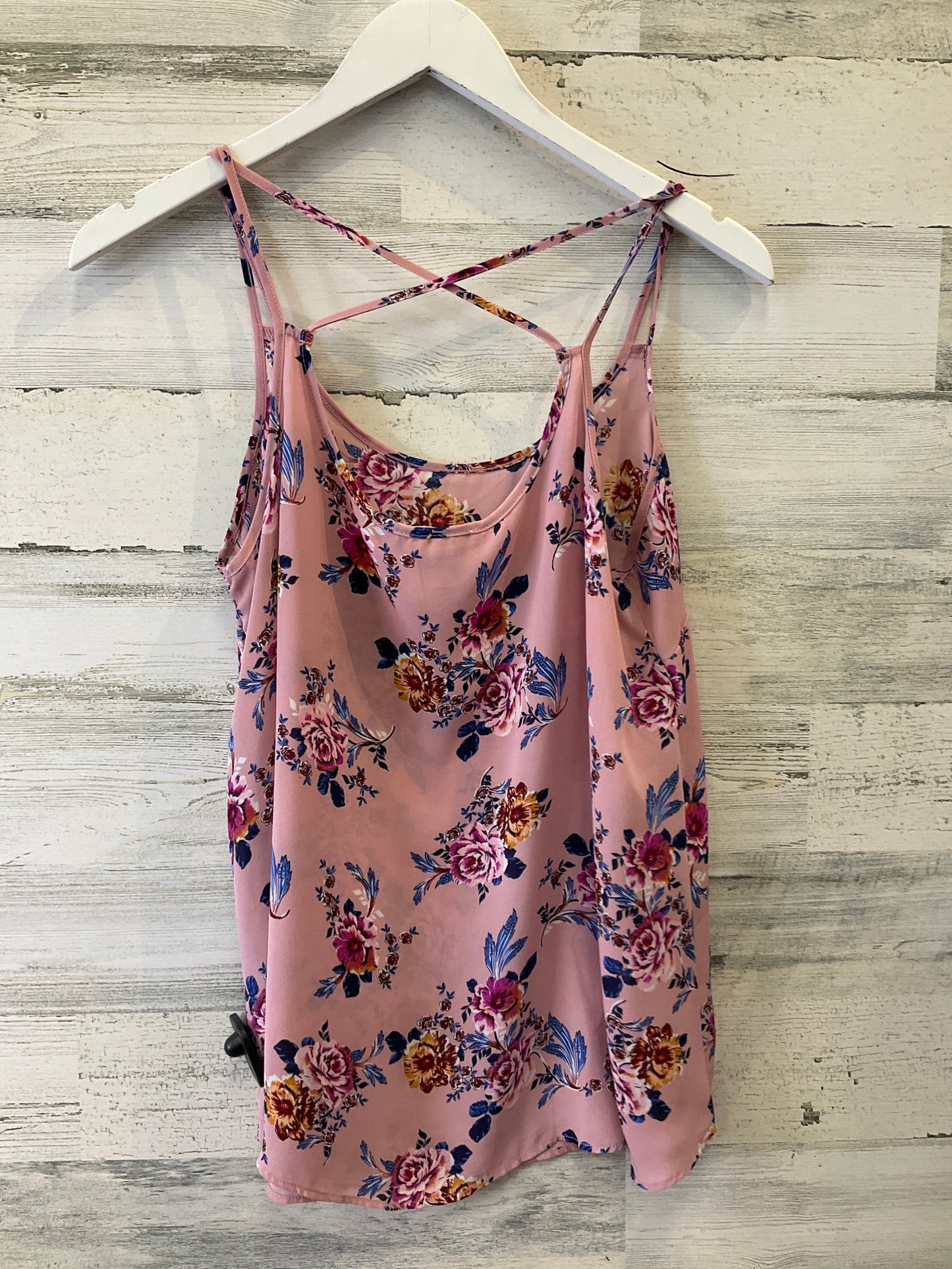 Purple Top Sleeveless Pink Rose, Size L