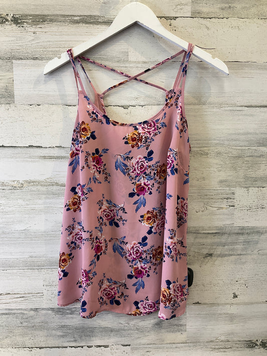 Purple Top Sleeveless Pink Rose, Size L