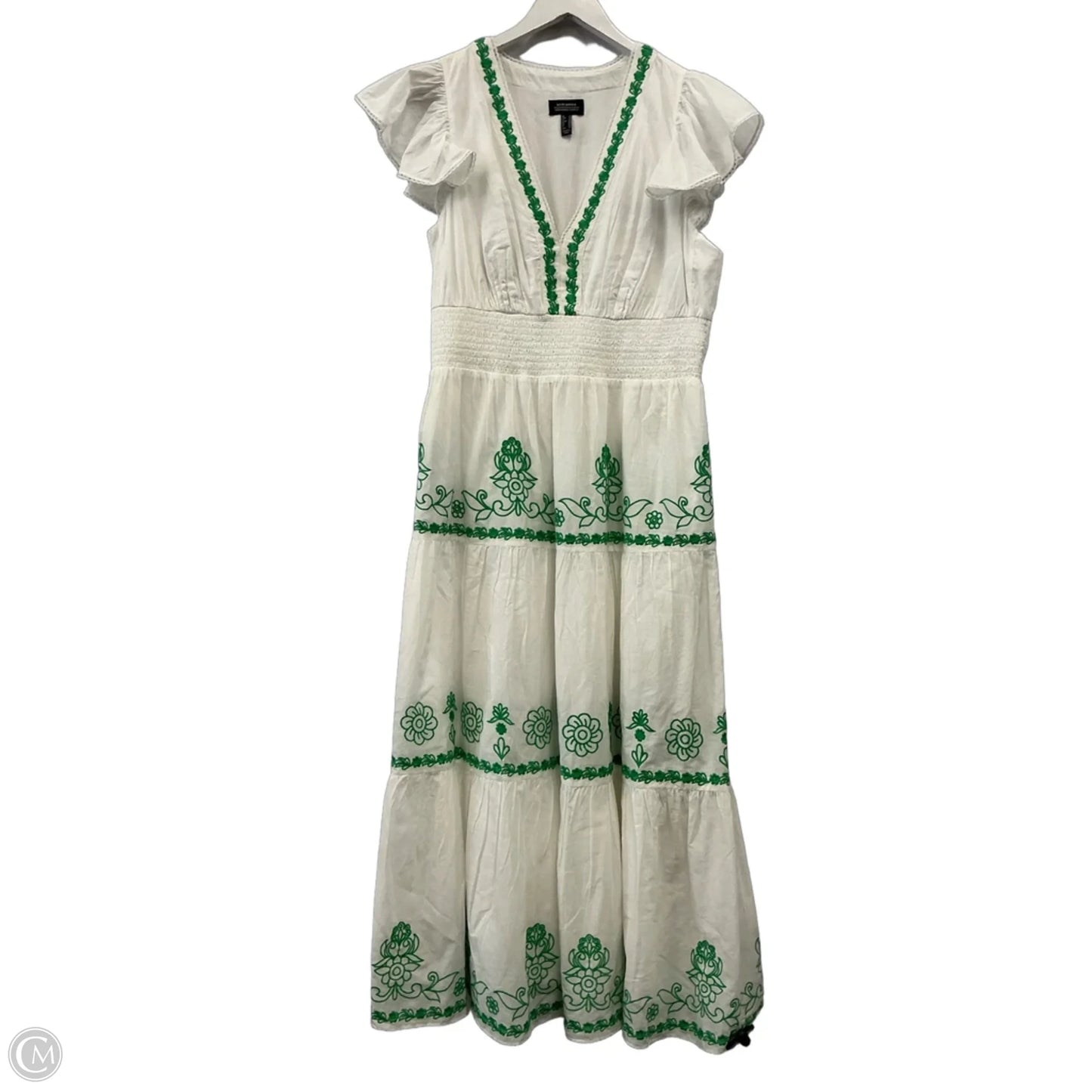 Dress Casual Maxi By Adrianna Papell In Green & White, Size: 10