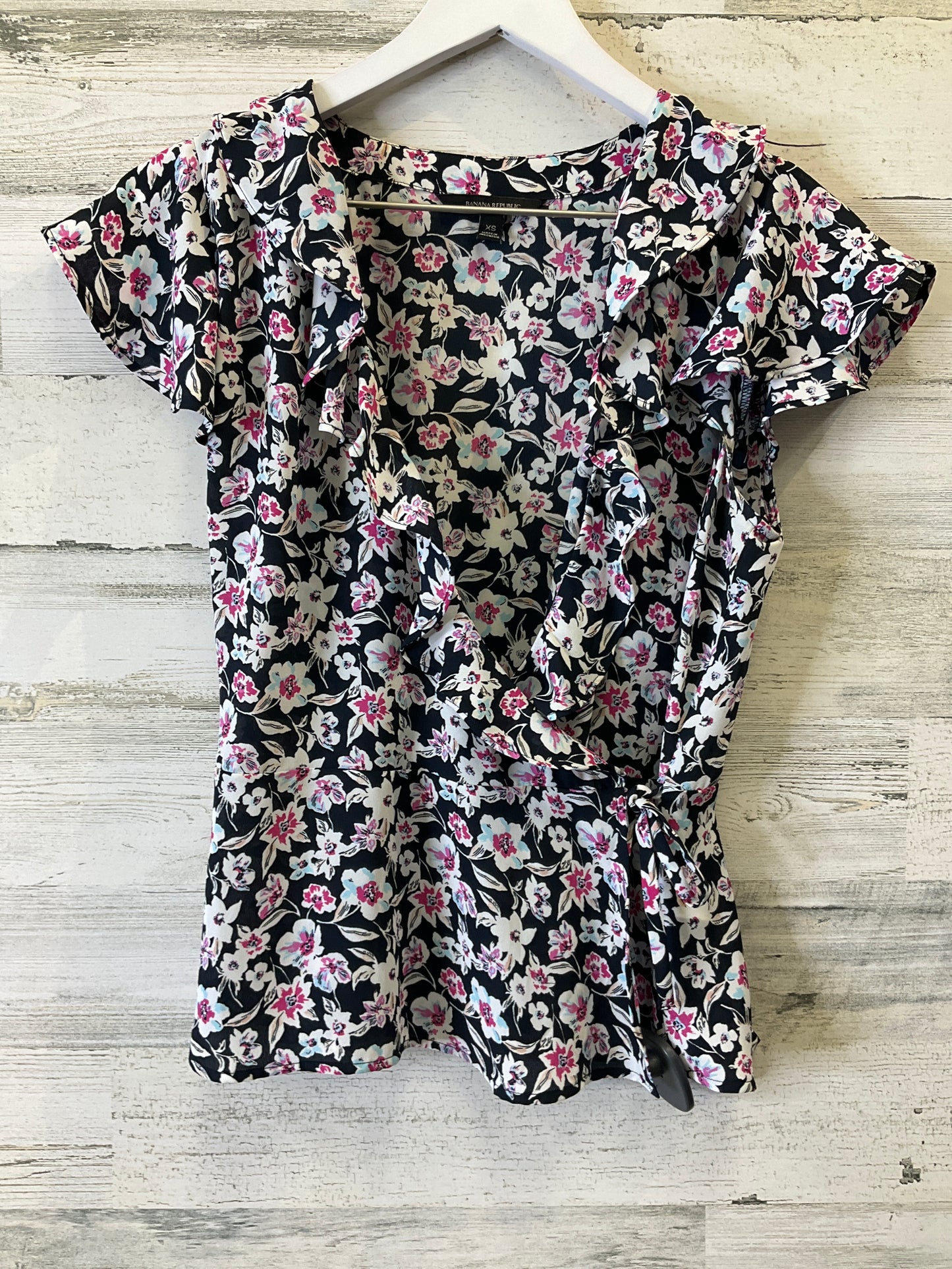 Floral Print Top Short Sleeve Banana Republic, Size Xs