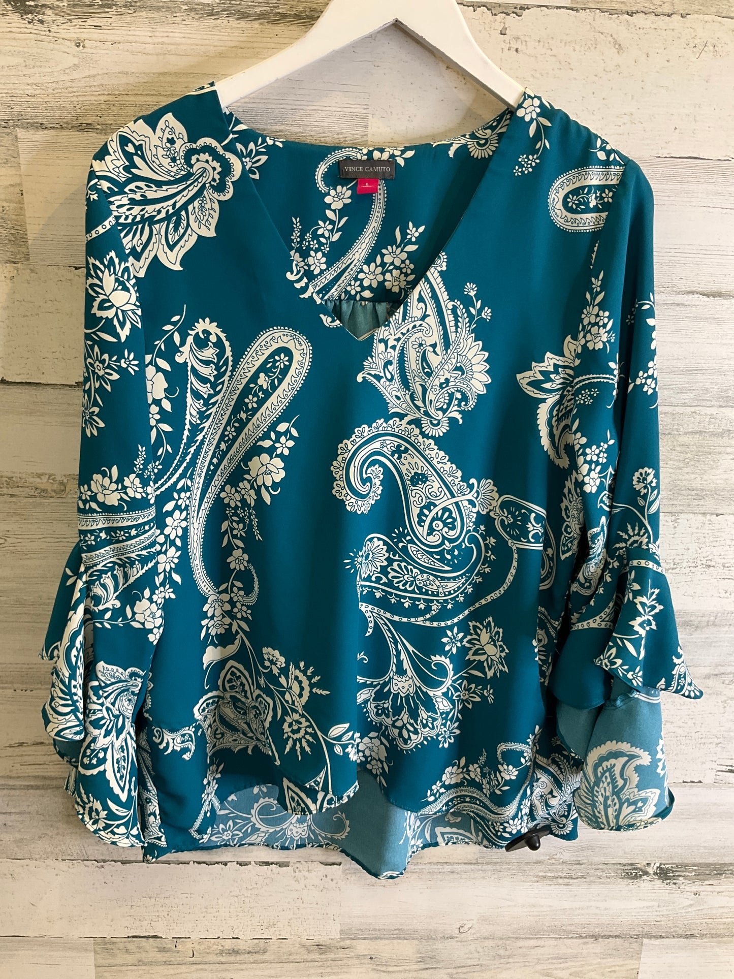 Top Long Sleeve By Vince Camuto In Aqua, Size: L