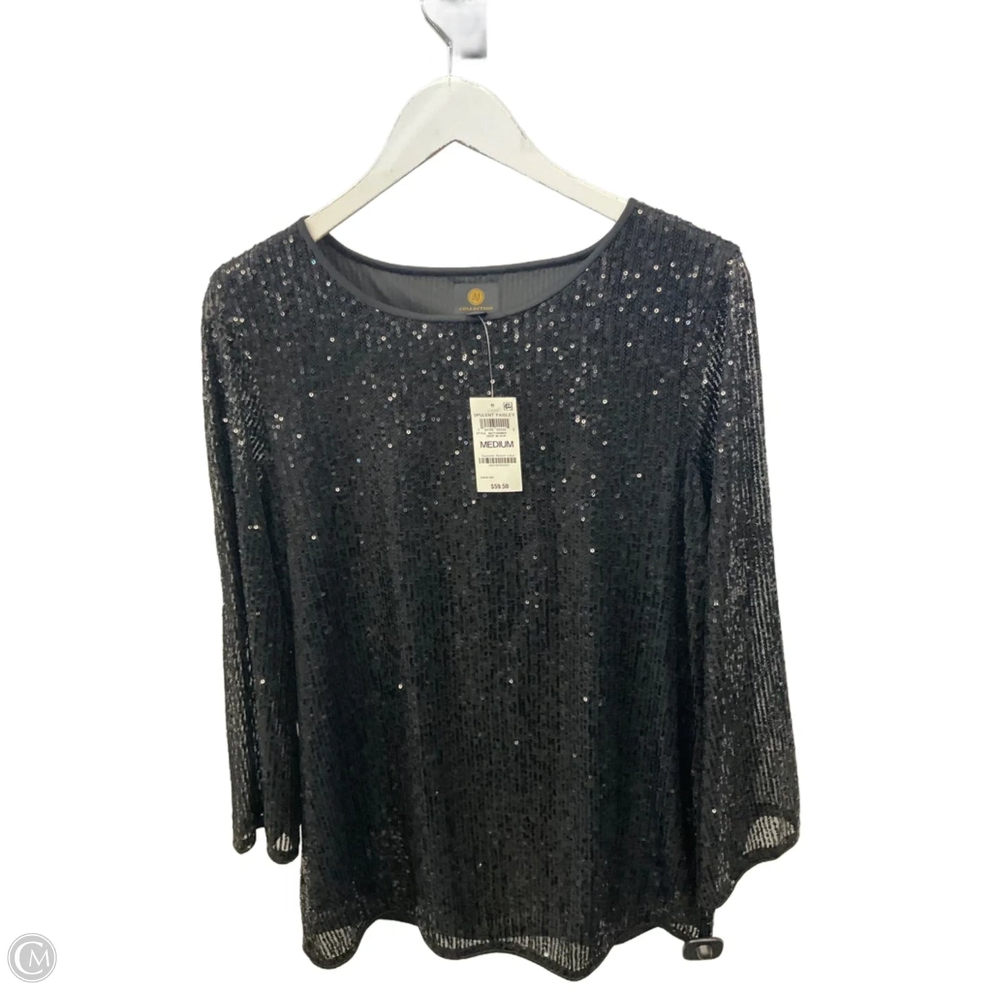 Top Long Sleeve By Jm Collections In Black, Size: M