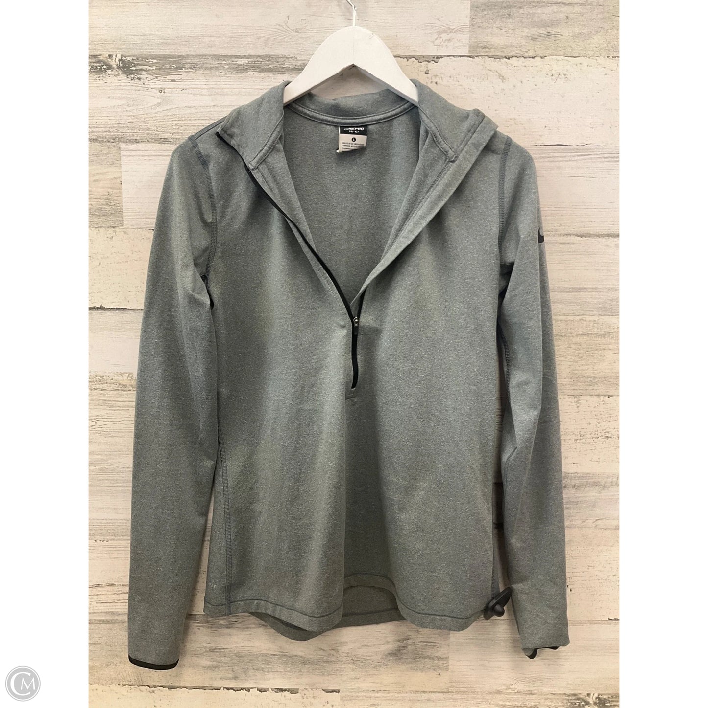 Athletic Jacket By Nike In Grey, Size: L