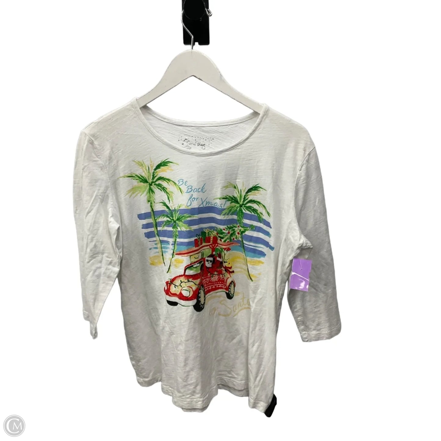 Top 3/4 Sleeve By Coral Bay In White, Size: L