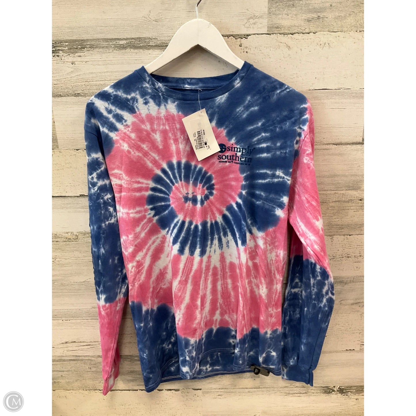 Top Long Sleeve By Simply Southern In Blue & Pink, Size: M