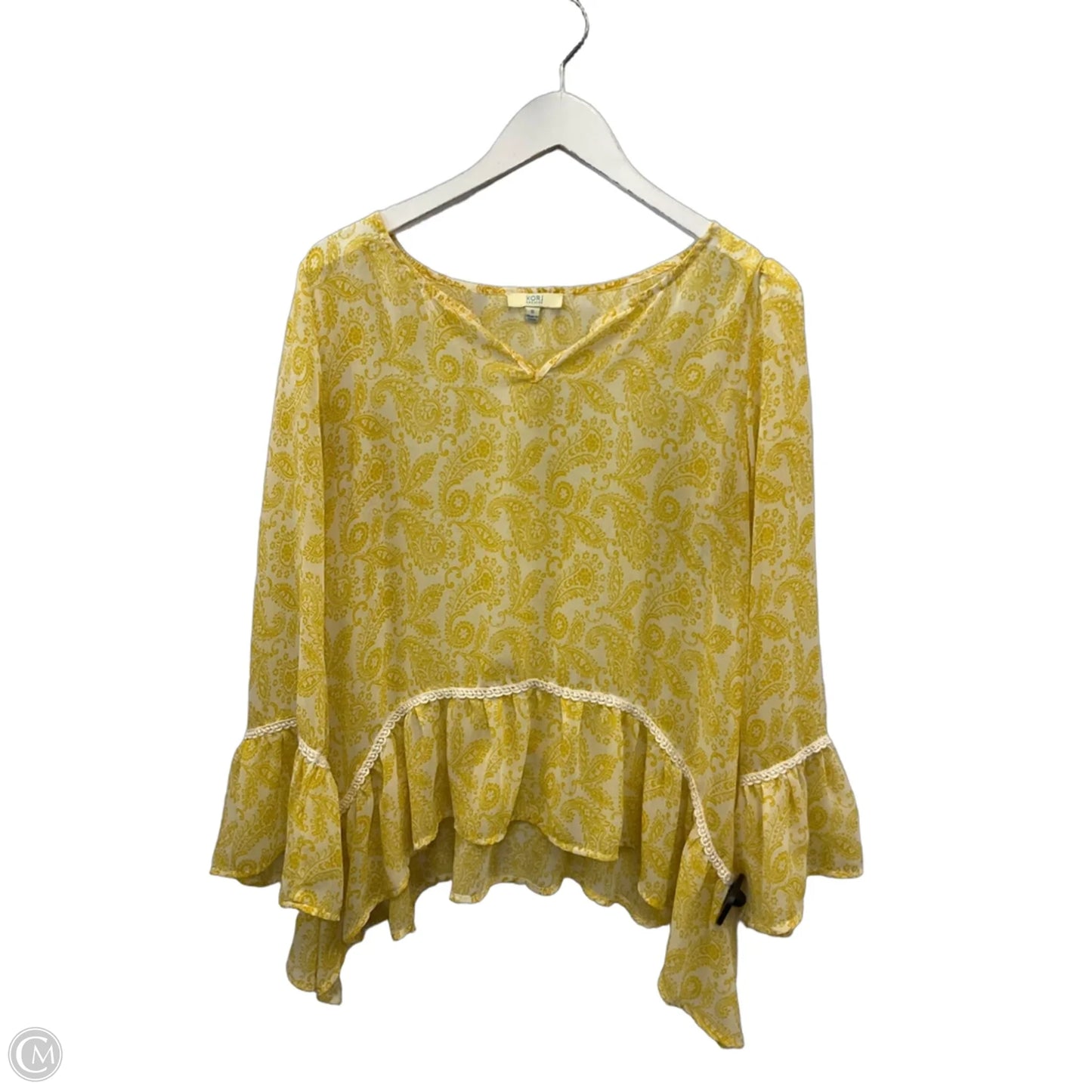 Top Long Sleeve By Kori America In Yellow, Size: S
