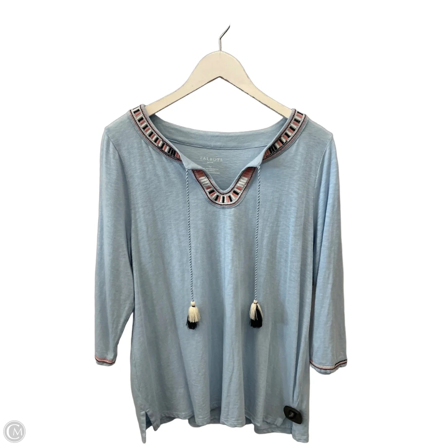 Top 3/4 Sleeve By Talbots In Blue, Size: Lp