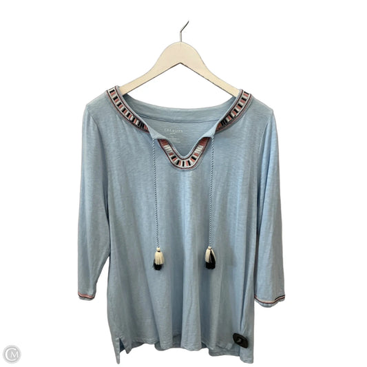 Top 3/4 Sleeve By Talbots In Blue, Size: Lp