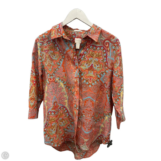 Top 3/4 Sleeve By Chicos In Multi-colored, Size: S