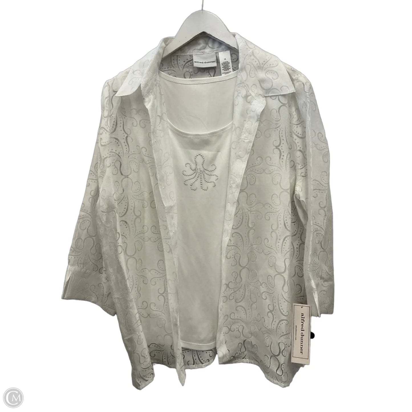Top 3/4 Sleeve By Alfred Dunner In White, Size: Xl