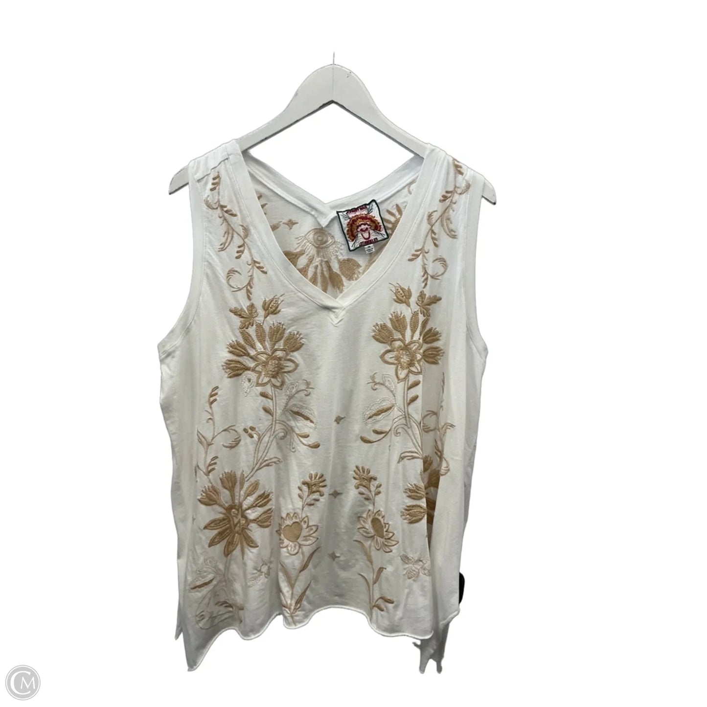 Top Sleeveless By Johnny Was In White, Size: 1x