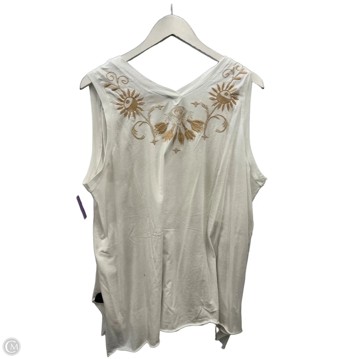 Top Sleeveless By Johnny Was In White, Size: 1x