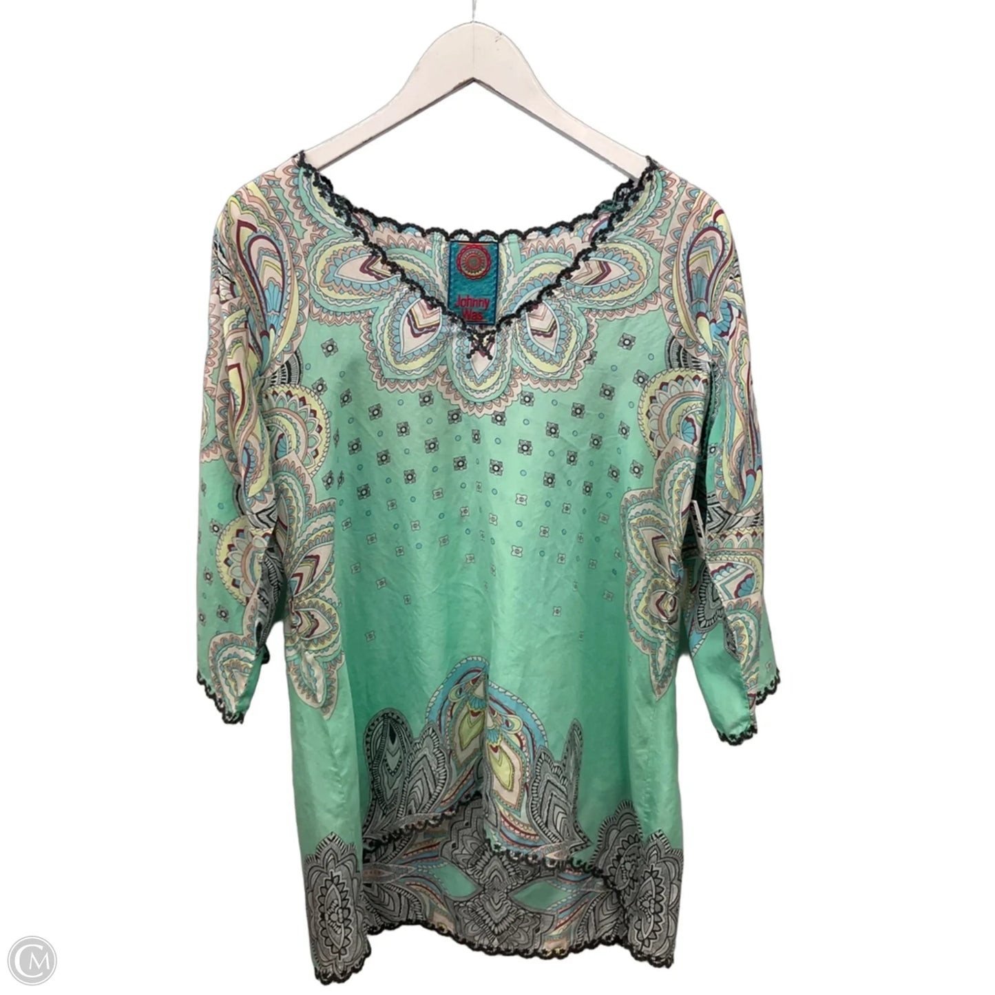 Top 3/4 Sleeve By Johnny Was In Aqua, Size: Mp
