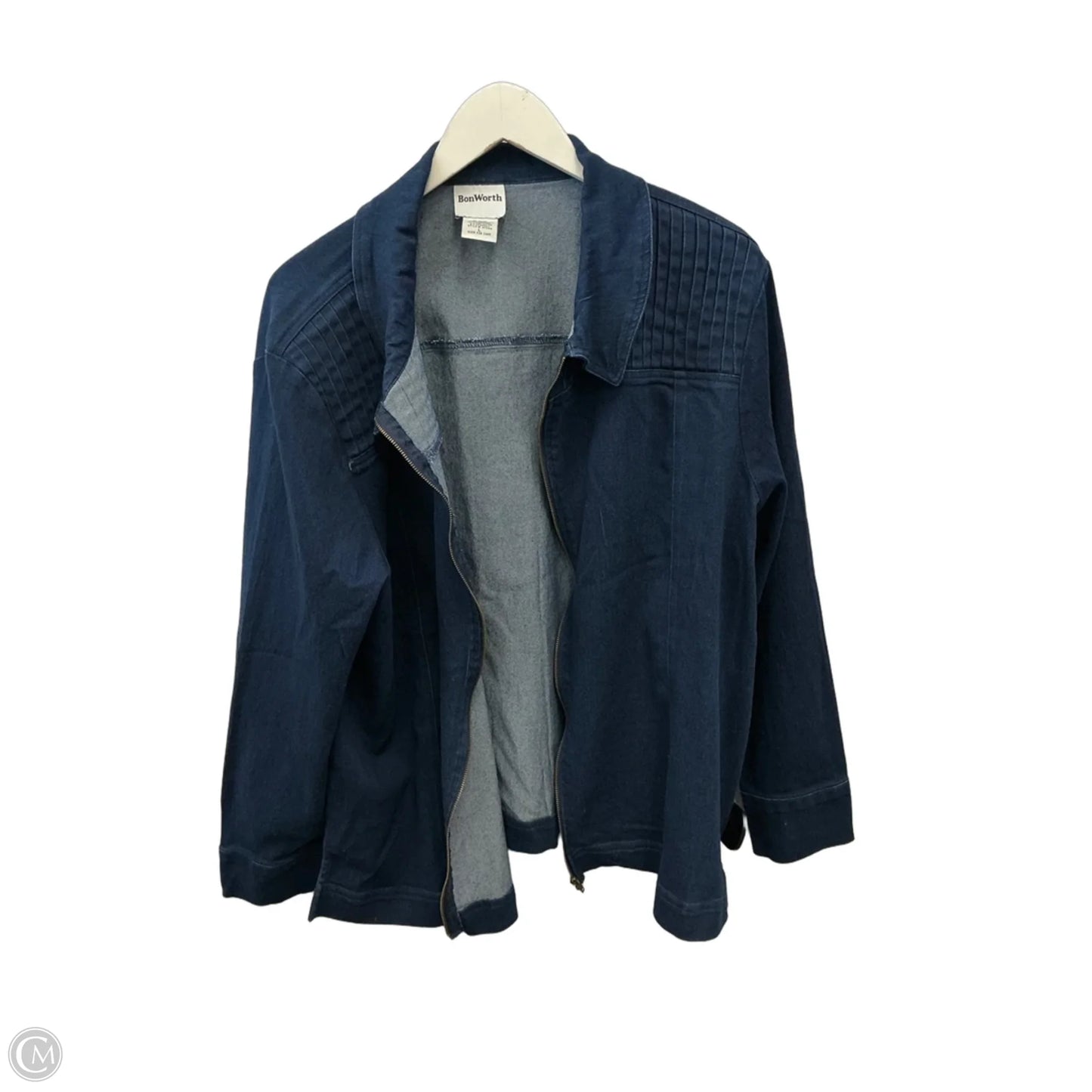 Jacket Denim By Bon Worth In Blue Denim, Size: L