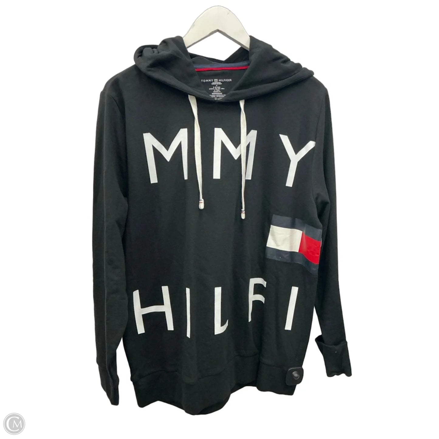 Sweatshirt Hoodie By Tommy Hilfiger In Black, Size: M