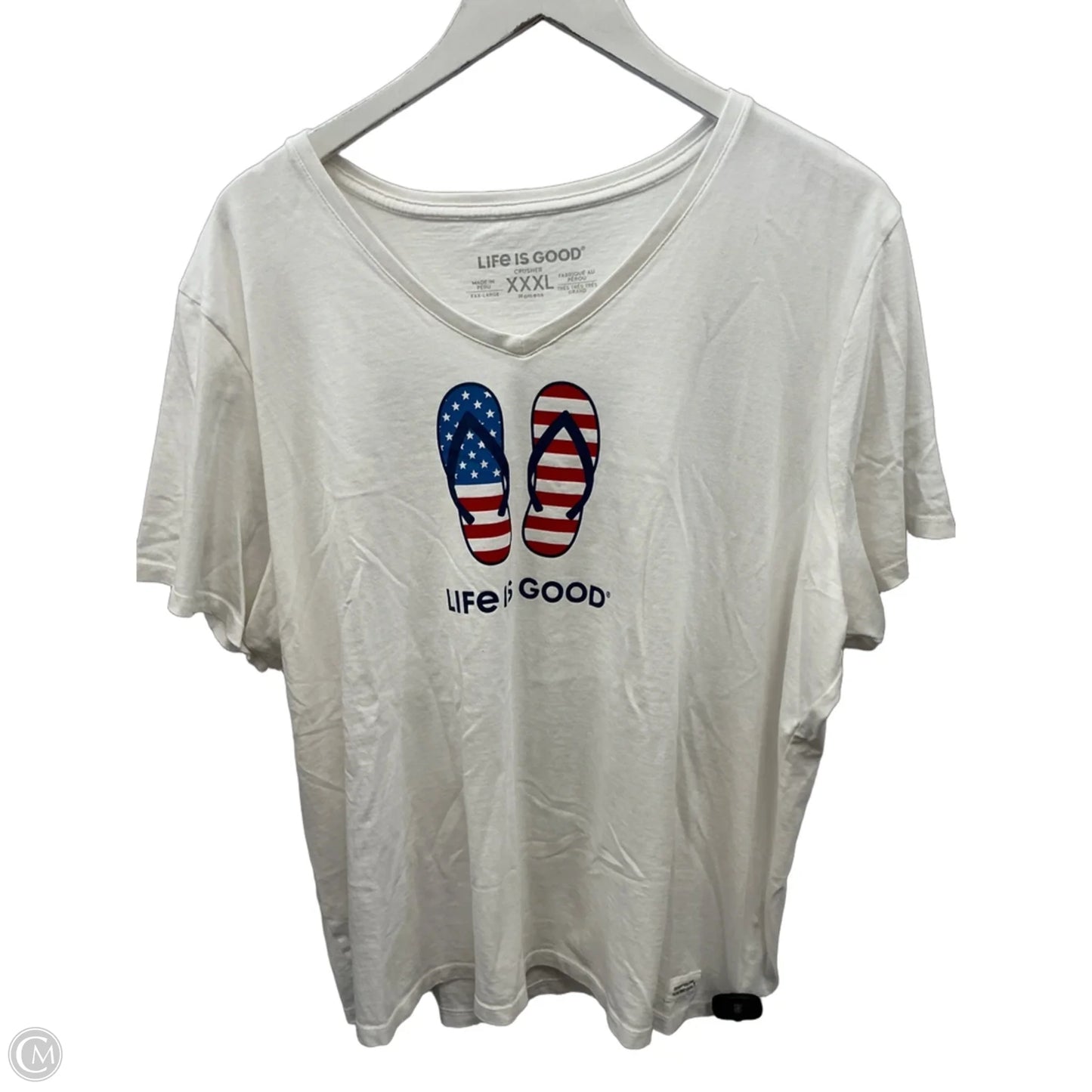 Top Short Sleeve By Life Is Good In White, Size: Xxl