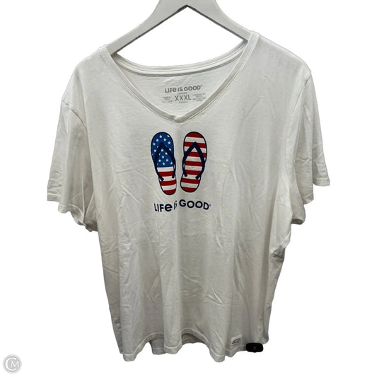 Top Short Sleeve By Life Is Good In White, Size: Xxl