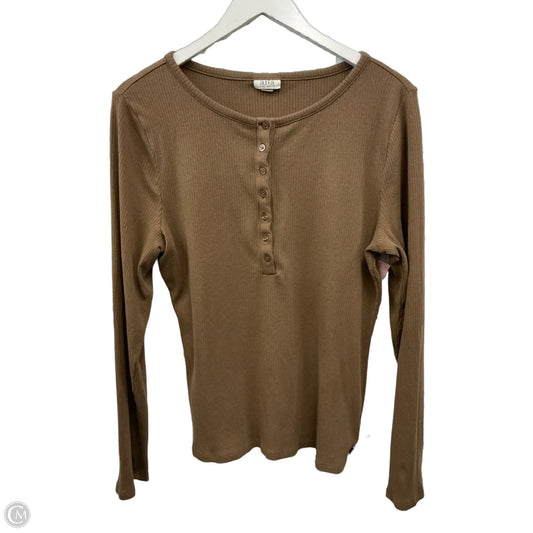 Top Long Sleeve By Ana In Brown, Size: Xl