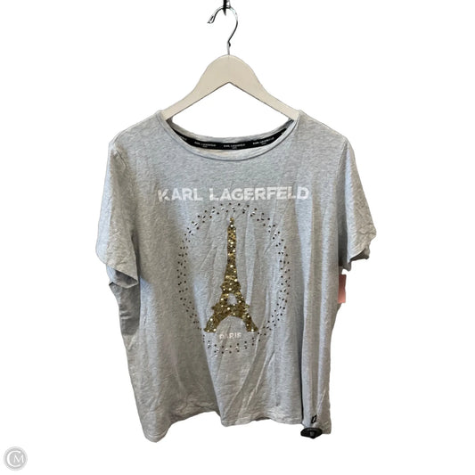 Top Short Sleeve Designer By Karl Lagerfeld In Grey, Size: 1x