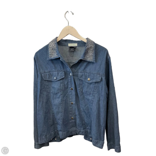 Top Long Sleeve By Las Olas In Blue Denim, Size: Xl