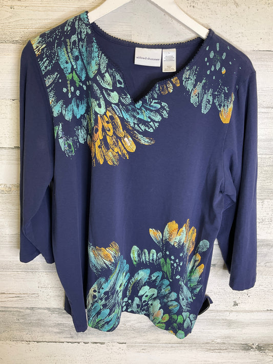 Blue Top 3/4 Sleeve Alfred Dunner, Size Xl