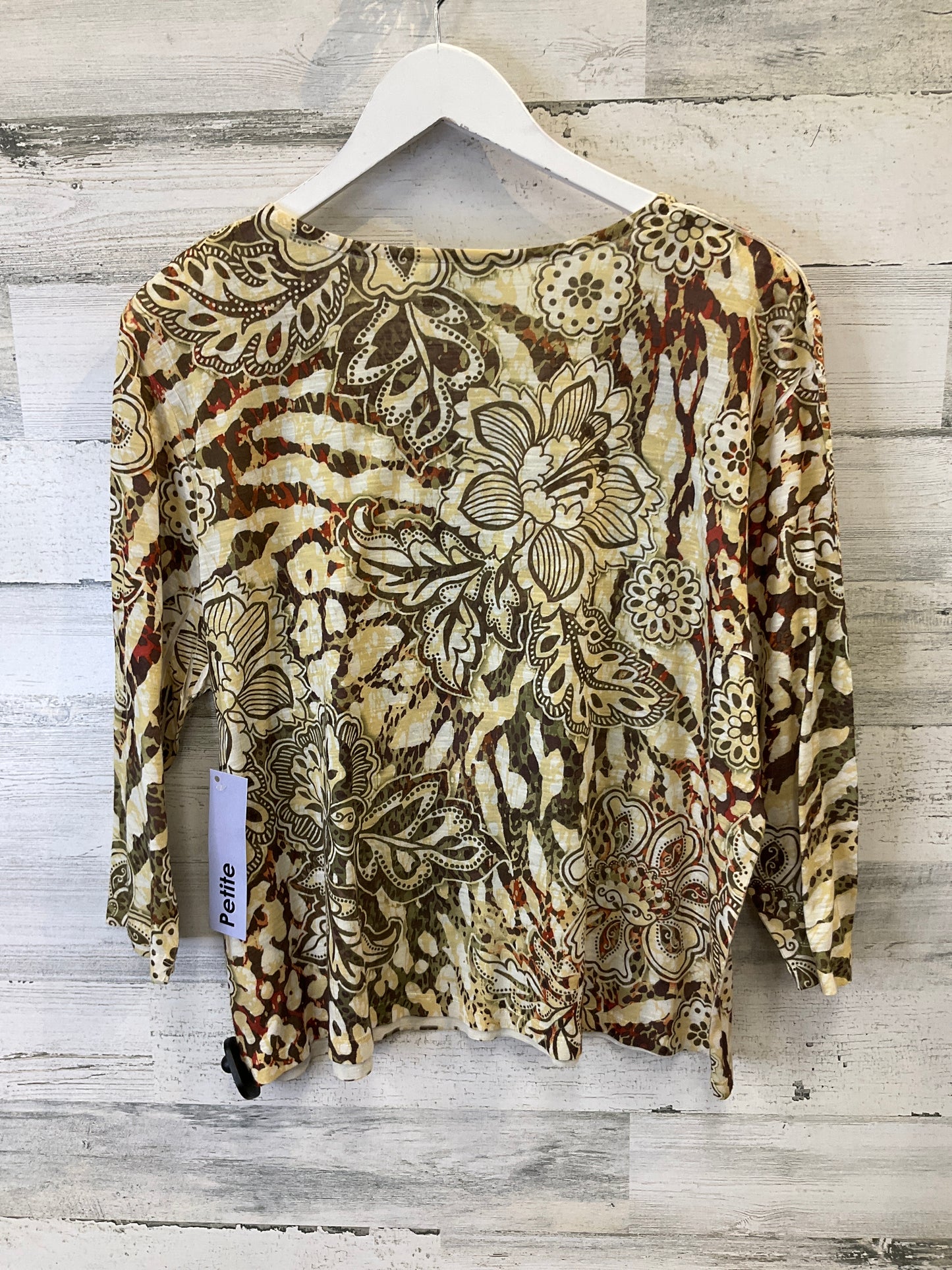 Top 3/4 Sleeve By Alfred Dunner In Brown & Yellow, Size: Xl