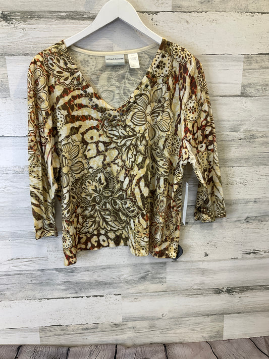 Top 3/4 Sleeve By Alfred Dunner In Brown & Yellow, Size: Xl