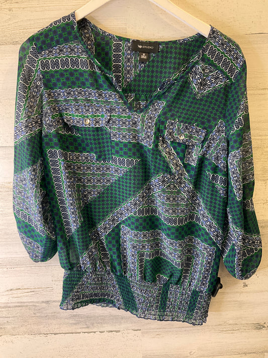 TOP LS AB STUDIO in BLUE & GREEN, Size: M