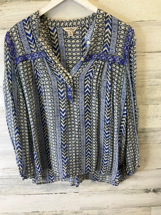 TOP LS LUCKY BRAND in BLACK & BLUE, Size: M