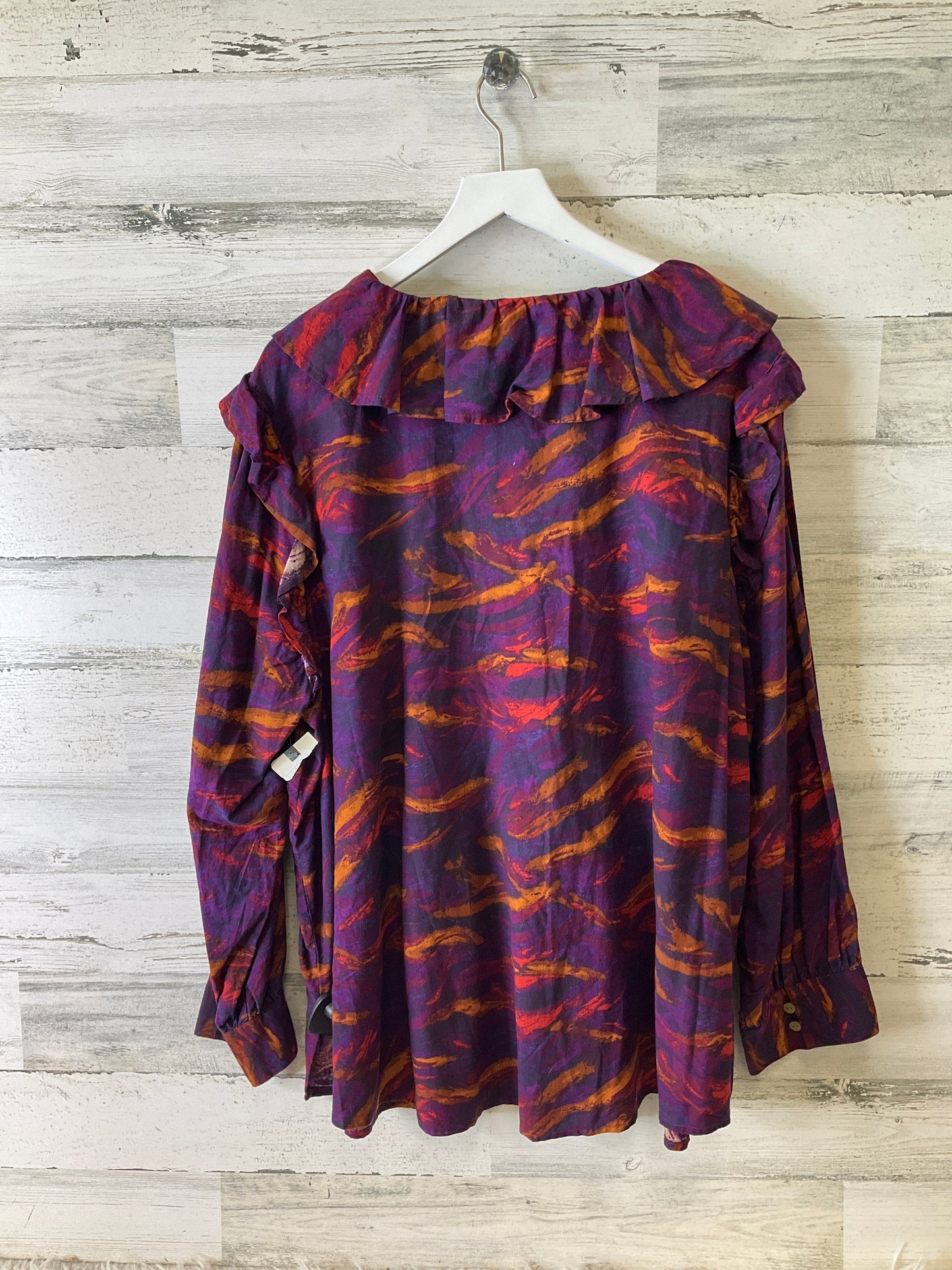 Top Long Sleeve By Terra & Sky In Brown & Purple, Size: 4x