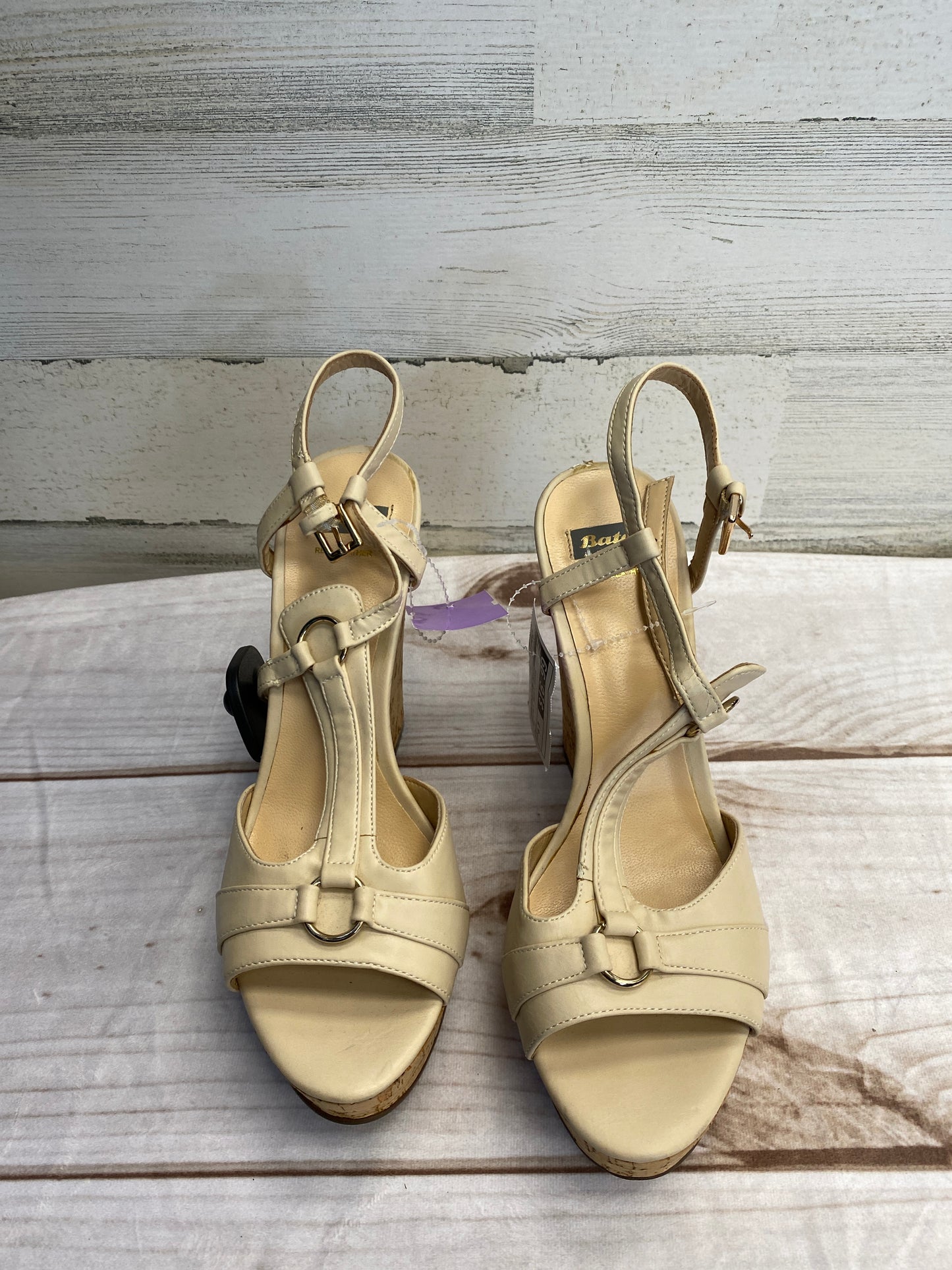 Tan Sandals Heels Wedge Clothes Mentor, Size 8.5