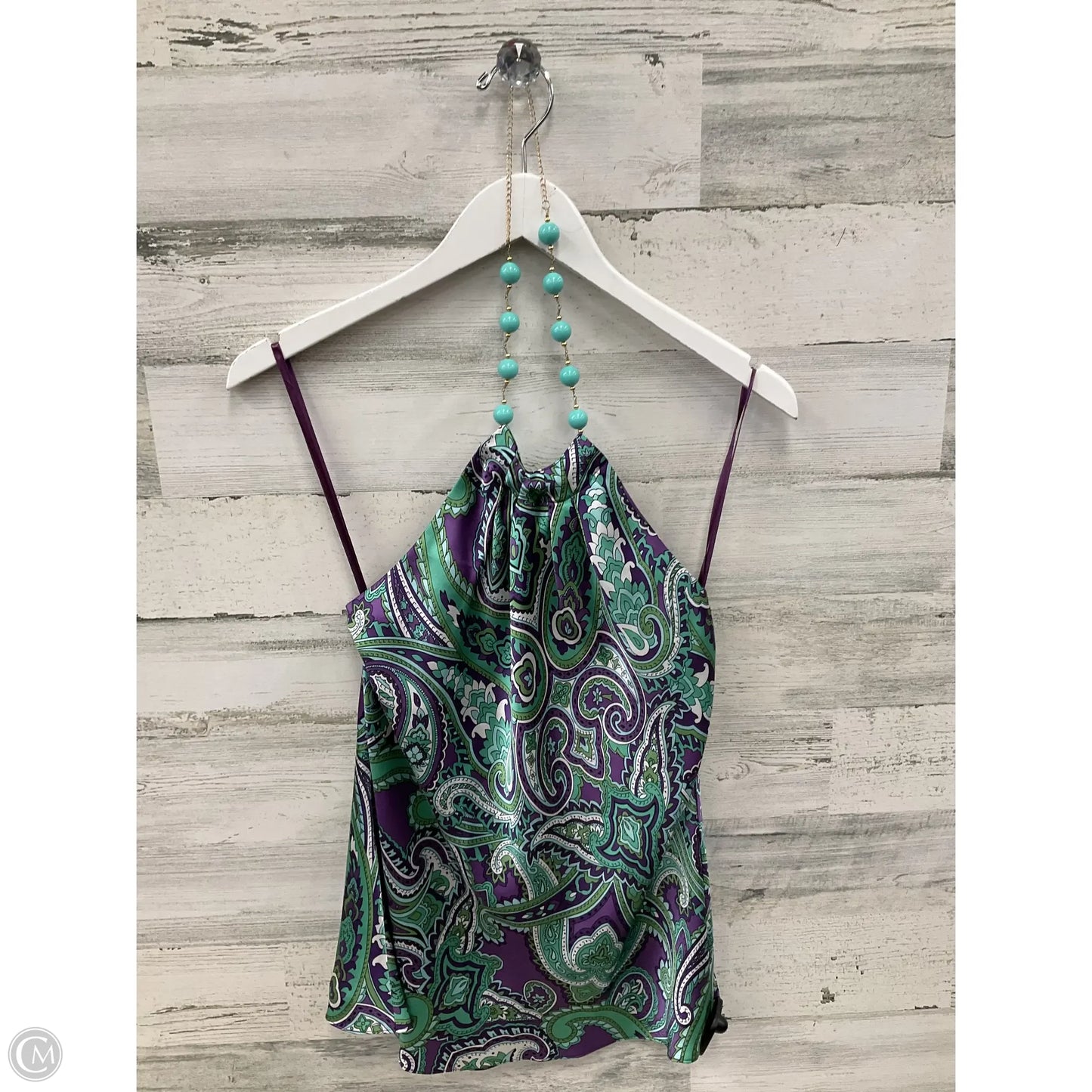 Top Sleeveless By International Concepts In Green & Purple, Size: 6petite