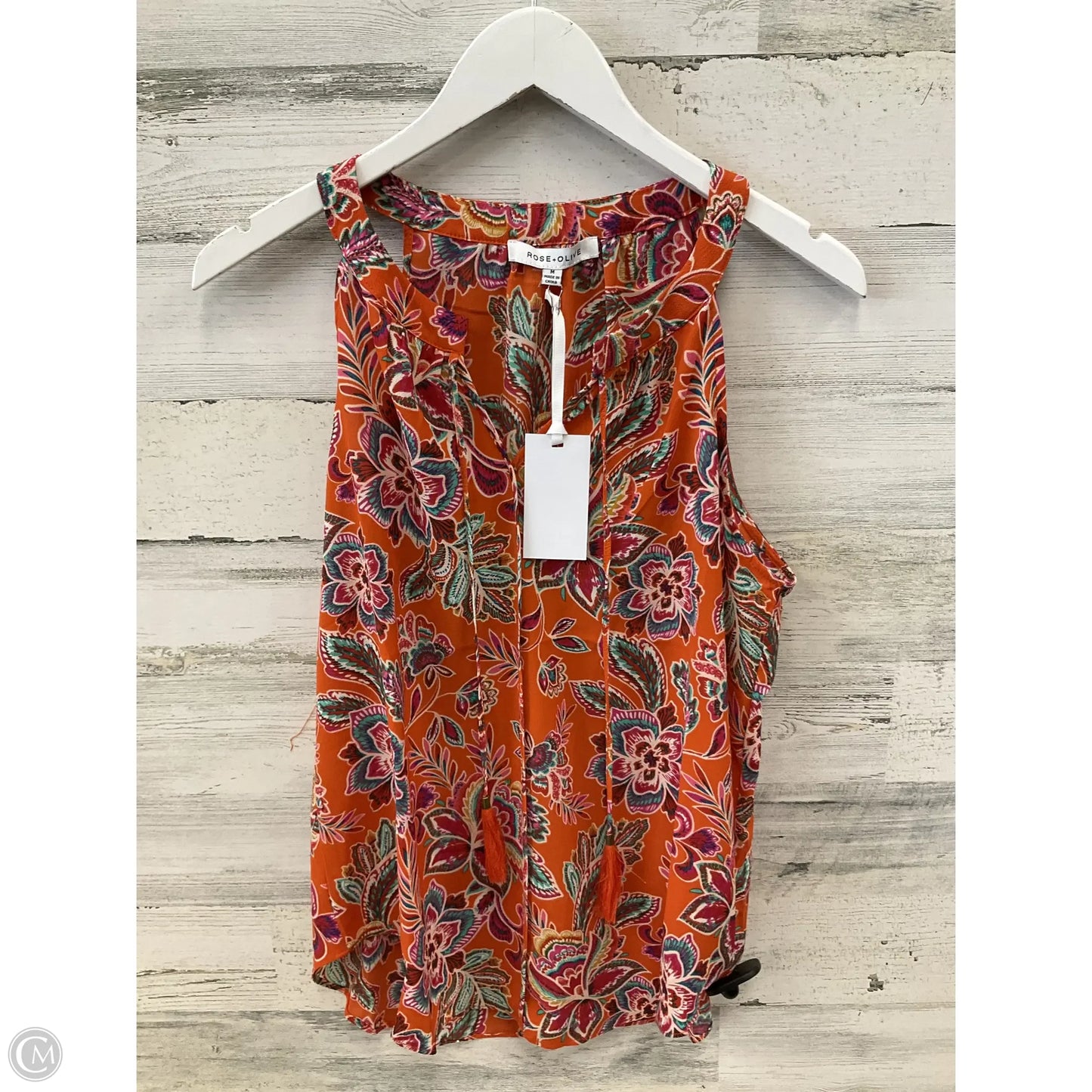 Top Sleeveless By Rose And Olive In Orange & Pink, Size: M