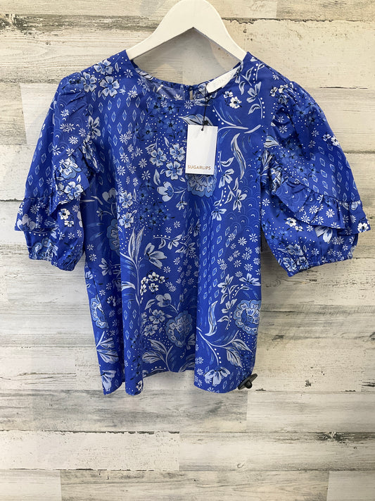 Blue Top Short Sleeve Sugar Lips, Size S