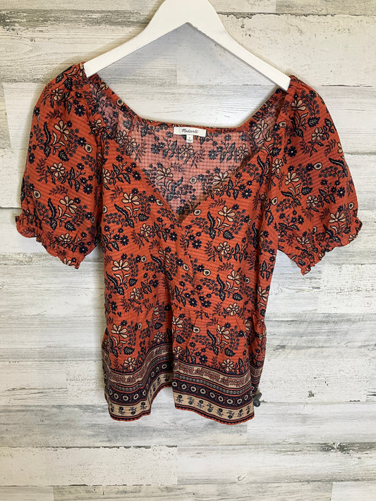 Orange Top Short Sleeve Madewell, Size S