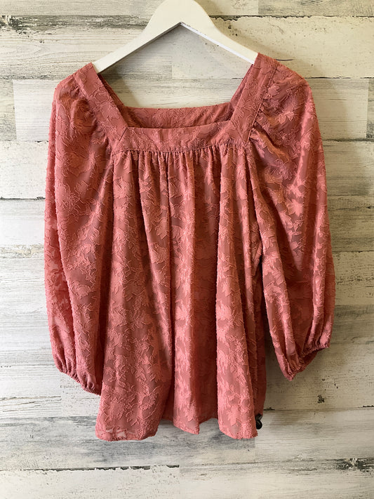 Pink Top 3/4 Sleeve Clothes Mentor, Size S