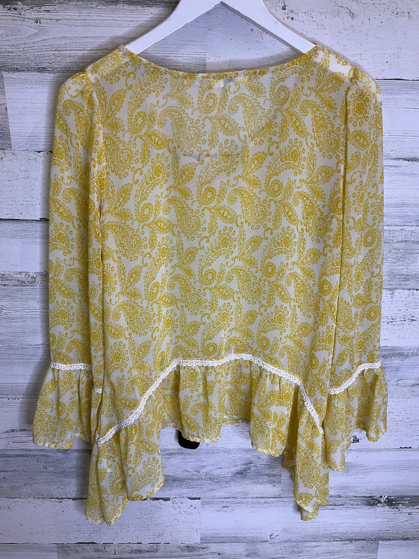 White & Yellow Top Long Sleeve Kori America, Size S