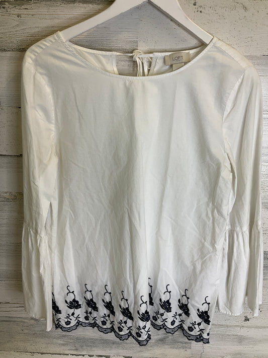 White Top 3/4 Sleeve Loft, Size S