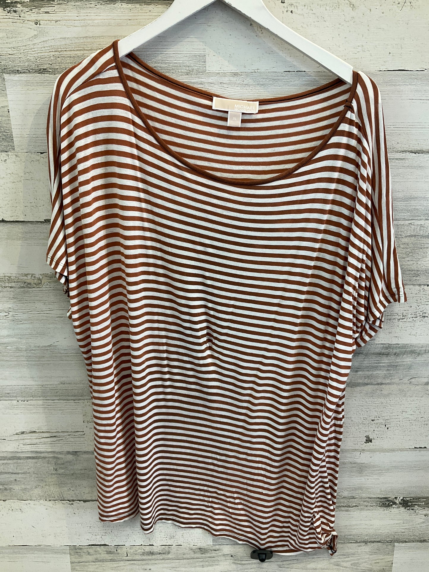 Top Short Sleeve By Michael Kors In Brown & White, Size: Xl