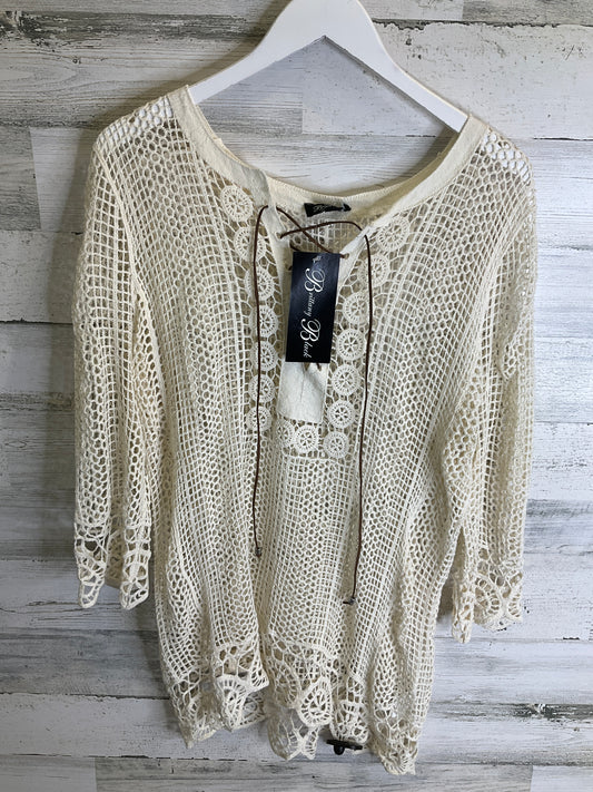 Top Long Sleeve By Brittany Black In Cream, Size: Xl