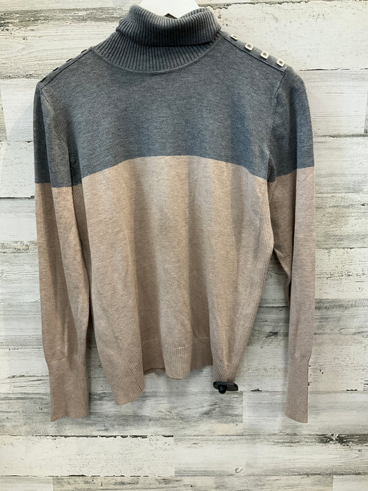 Sweater By Joseph A. In Grey & Tan, Size: M