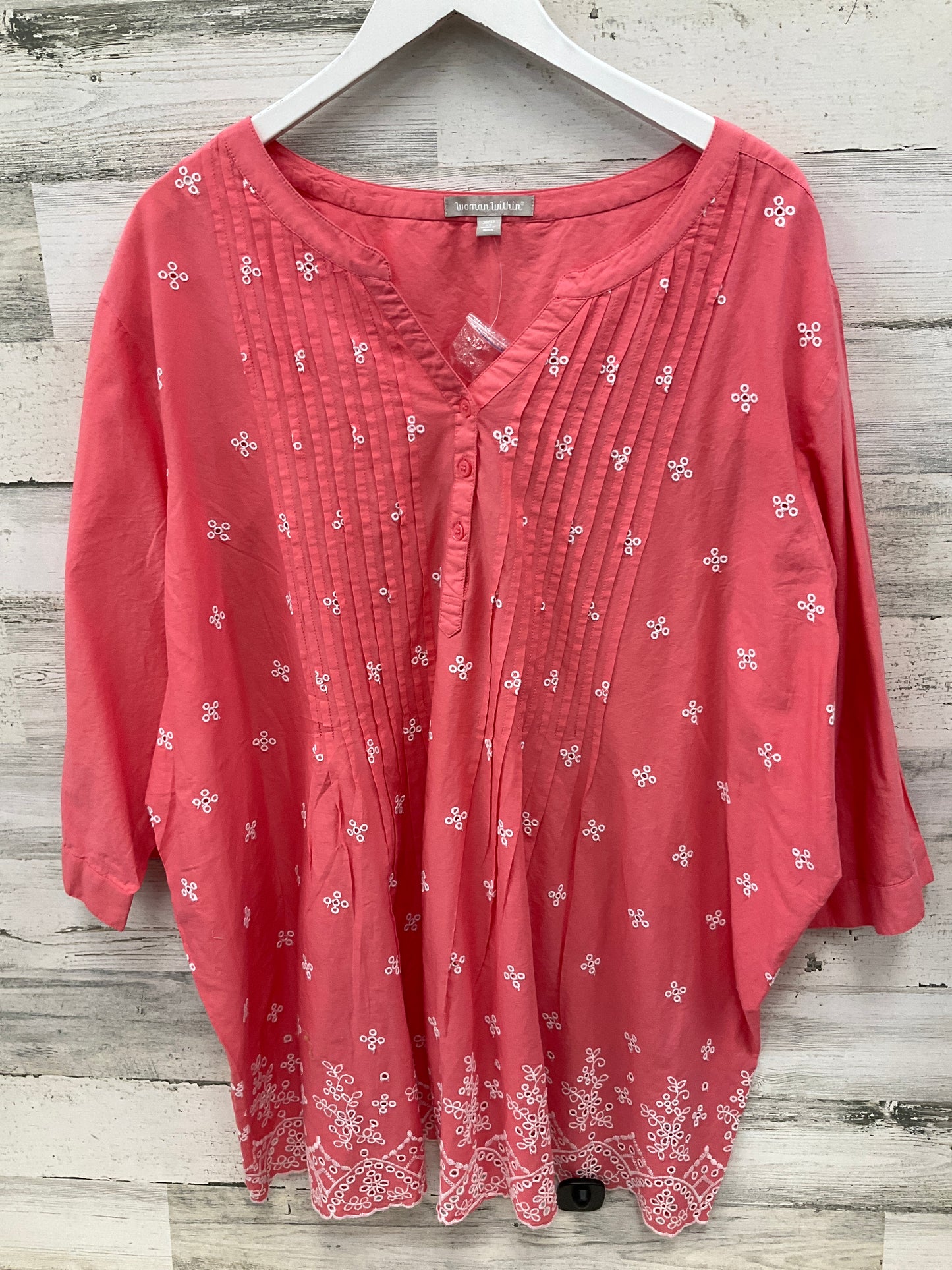 Top Short Sleeve By Woman Within In Pink, Size: 3x