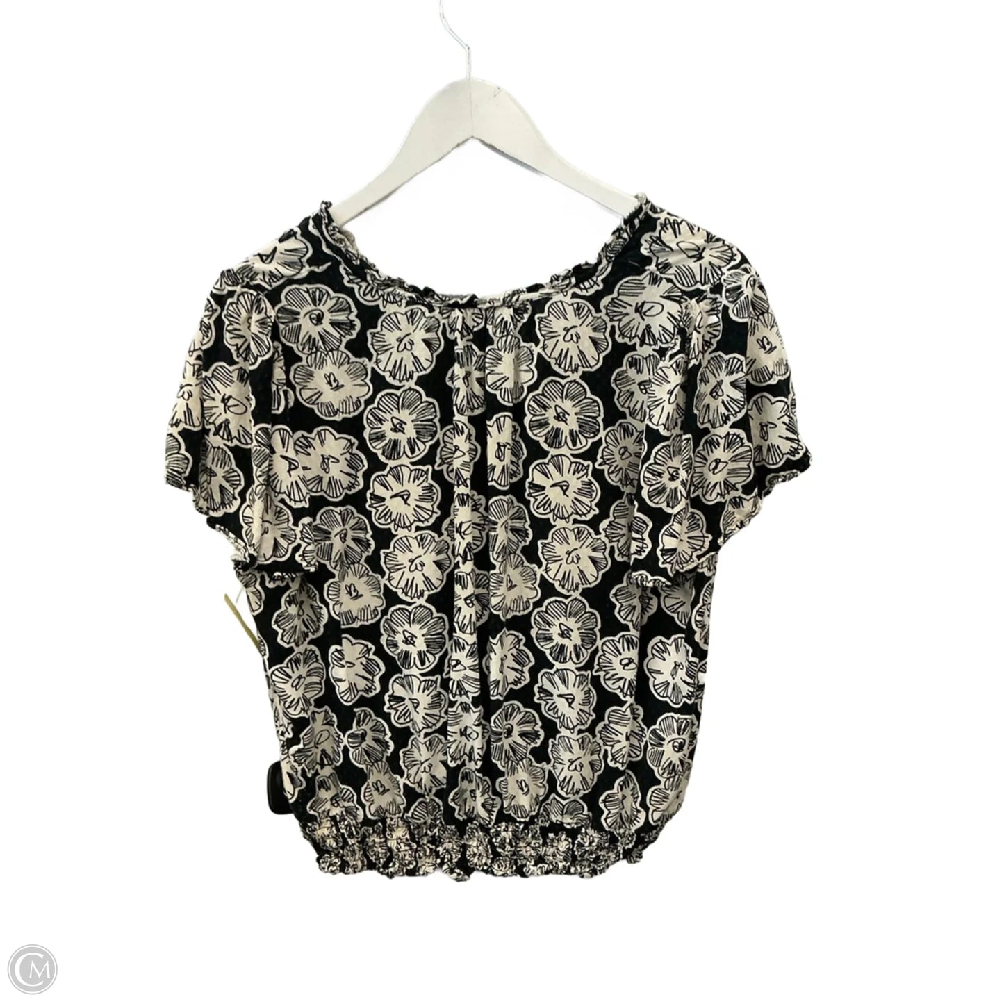 Top Short Sleeve By Ann Taylor In Black & White, Size: Xl