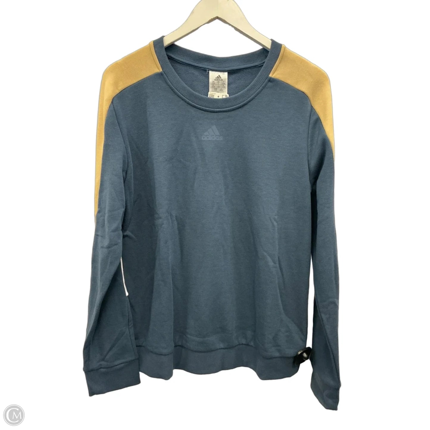 Athletic Sweatshirt Crewneck By Adidas In Blue & Tan, Size: L
