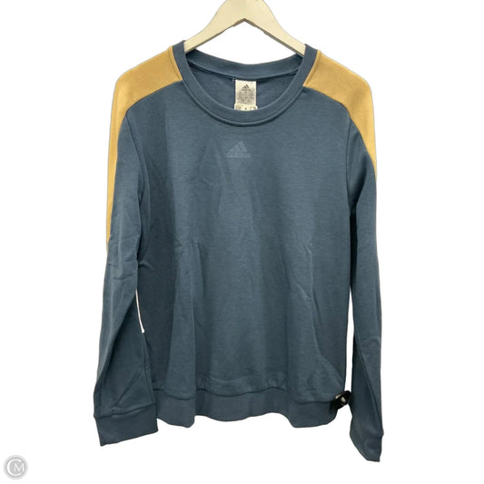 Athletic Sweatshirt Crewneck By Adidas In Blue & Tan, Size: L