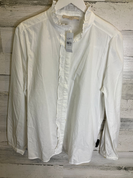 Top Long Sleeve By Loft In White, Size: L